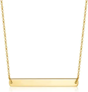 Gold Silver Rose Gold Horizontal Bar Necklace Stainless Steel 18K Gold Plated Bar Necklace Ladies Adjustable Chain