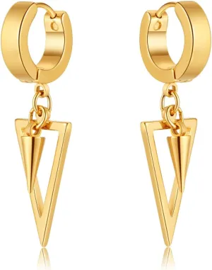 Gold Small Hoop Earrings with Charm Personalized Spike/Star/Eye Evil/Rose Flower, 18K Gold Plated Dangle Huggie Earrings for Women