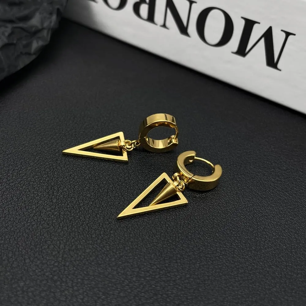 Gold Small Hoop Earrings with Charm Personalized Spike/Star/Eye Evil/Rose Flower, 18K Gold Plated Dangle Huggie Earrings for Women