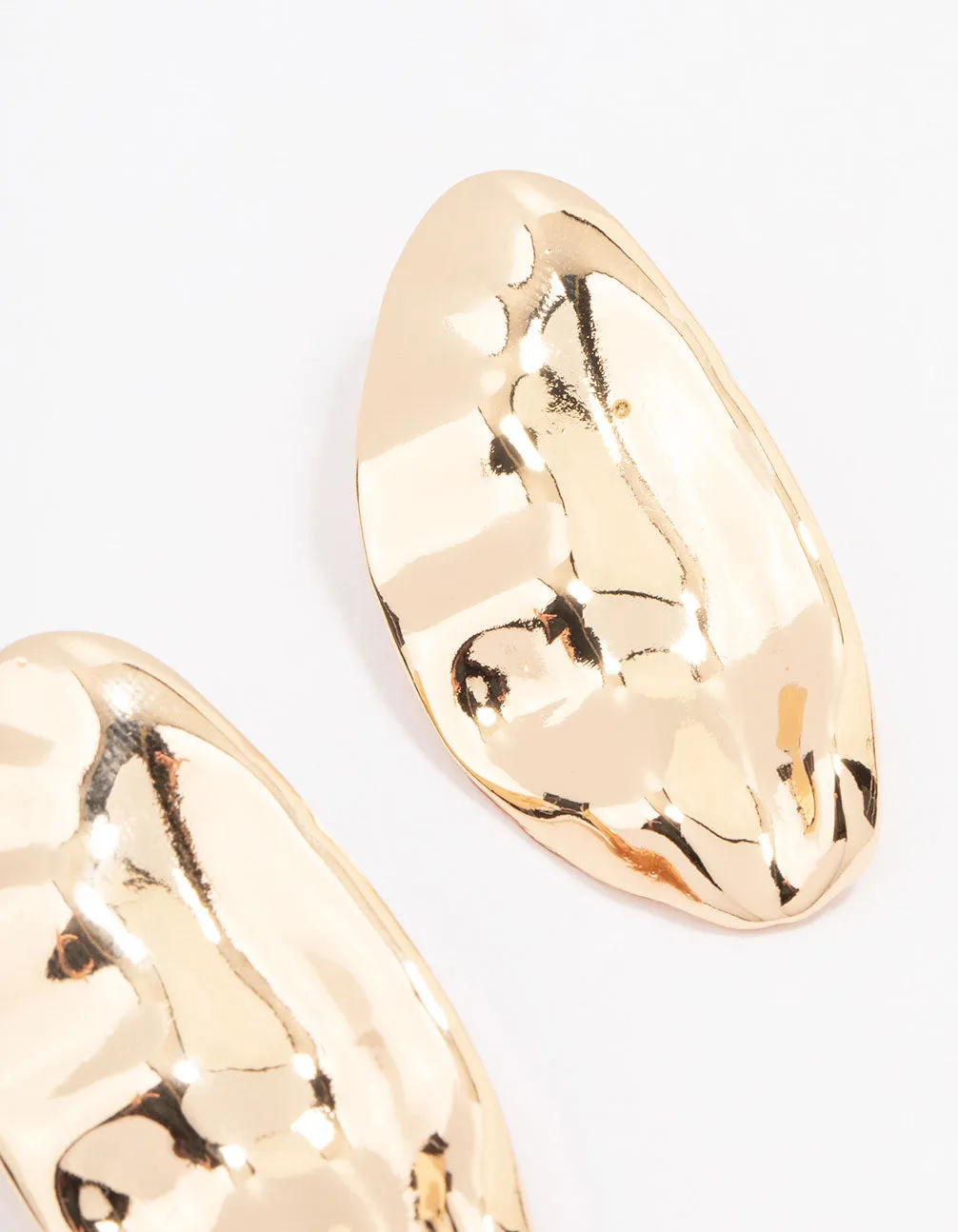 Gold Smooth Oval Drop Earrings