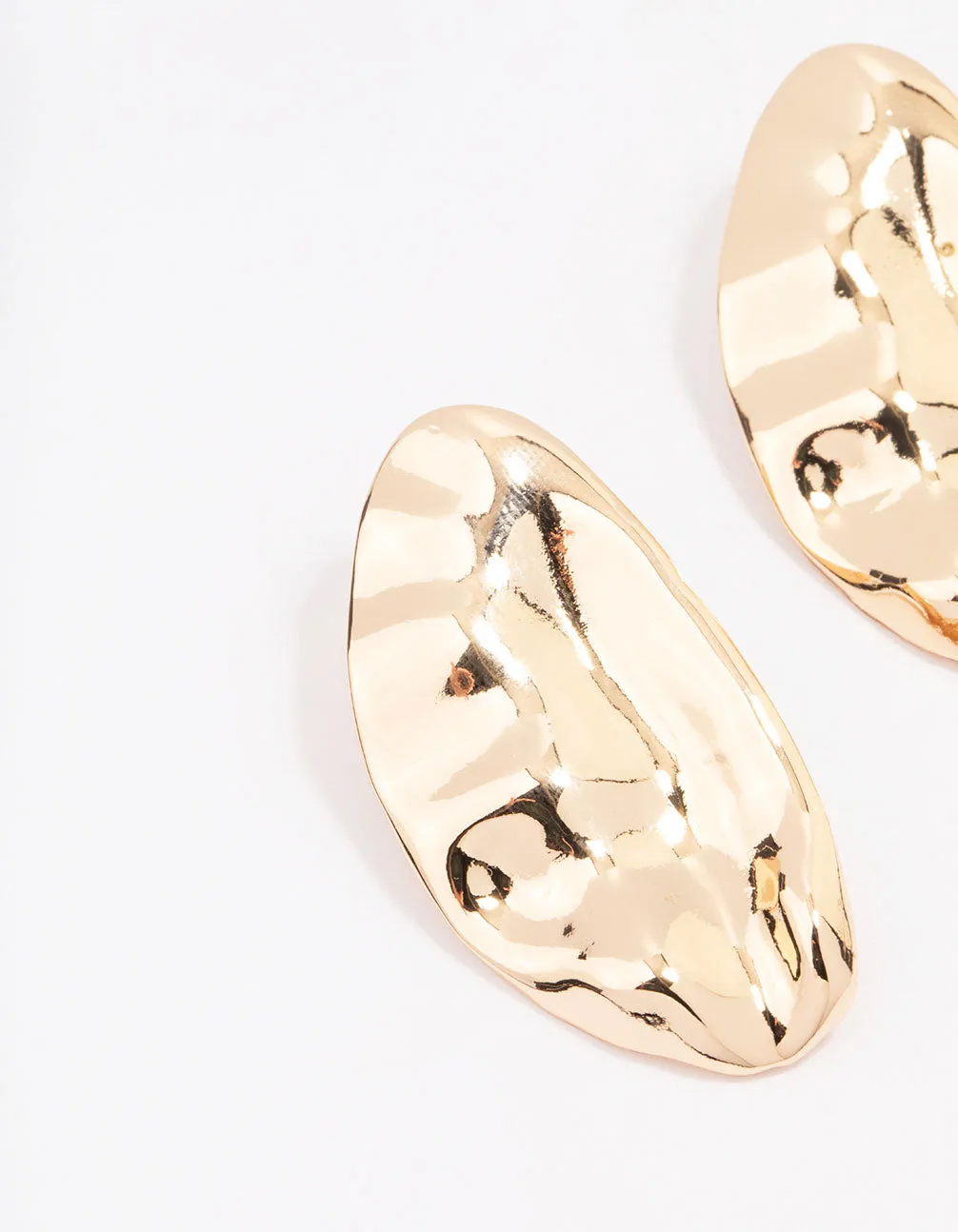 Gold Smooth Oval Drop Earrings
