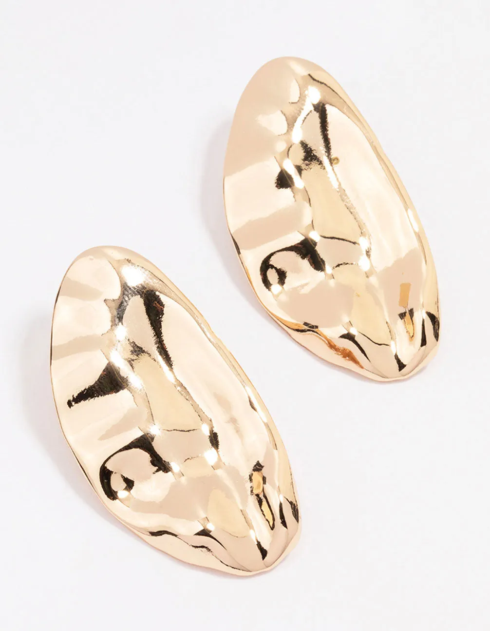 Gold Smooth Oval Drop Earrings