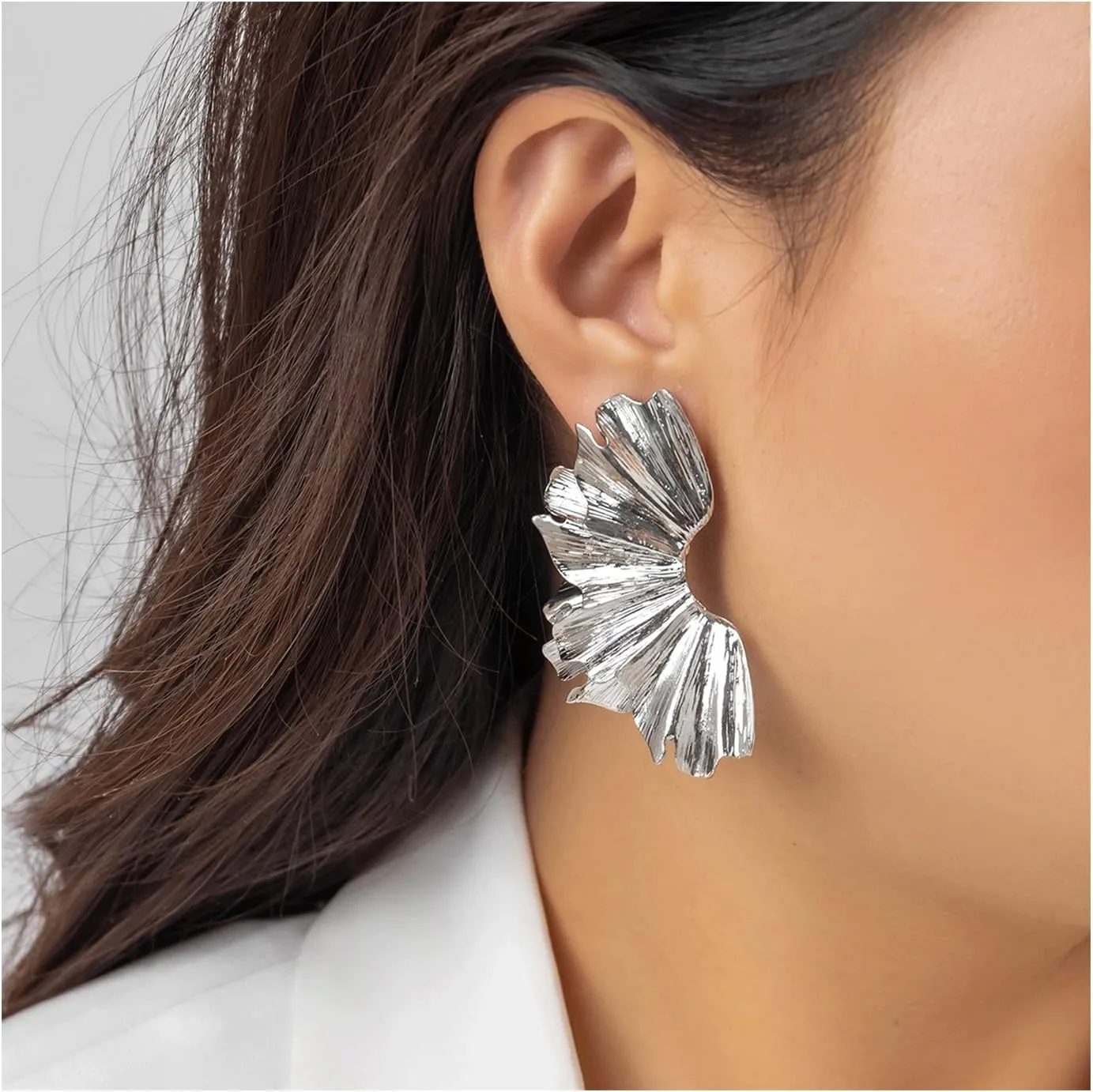 Gold Statement Earrings for Women Large Gold Earrings Gold Flower Earrings Ginkgo Leaf Earrings Summer Beach Party Jewelry for Women