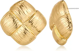 Gold Texured Stud Earrings - Twisted Studs for Women - Perfect Fashion Jewelry Gift