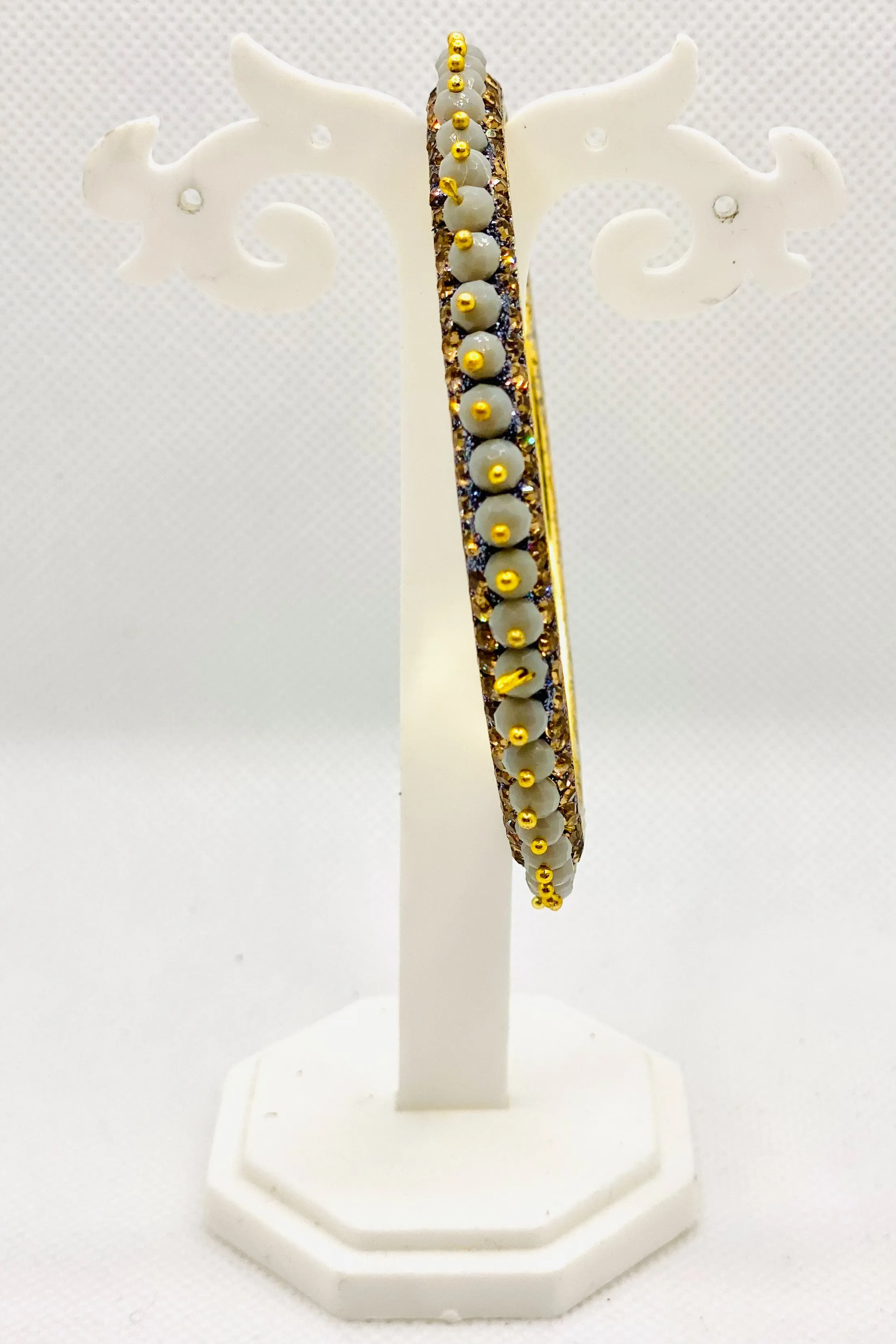 Golden Beaded Bangle In Mist