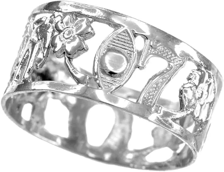 Good Luck Charms Fine 925 Sterling Silver Open Design Ring