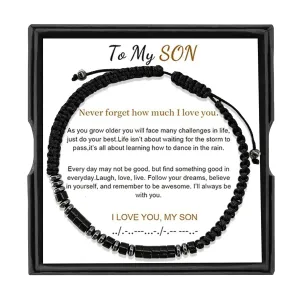 Graduation Gifts for Him To My Son I Love You Morse Code Bracelet, Adjustable Personalized Inspirational Magnetic Bracelets, Birthday, Graduation, Thanksgiving, Christmas Gift