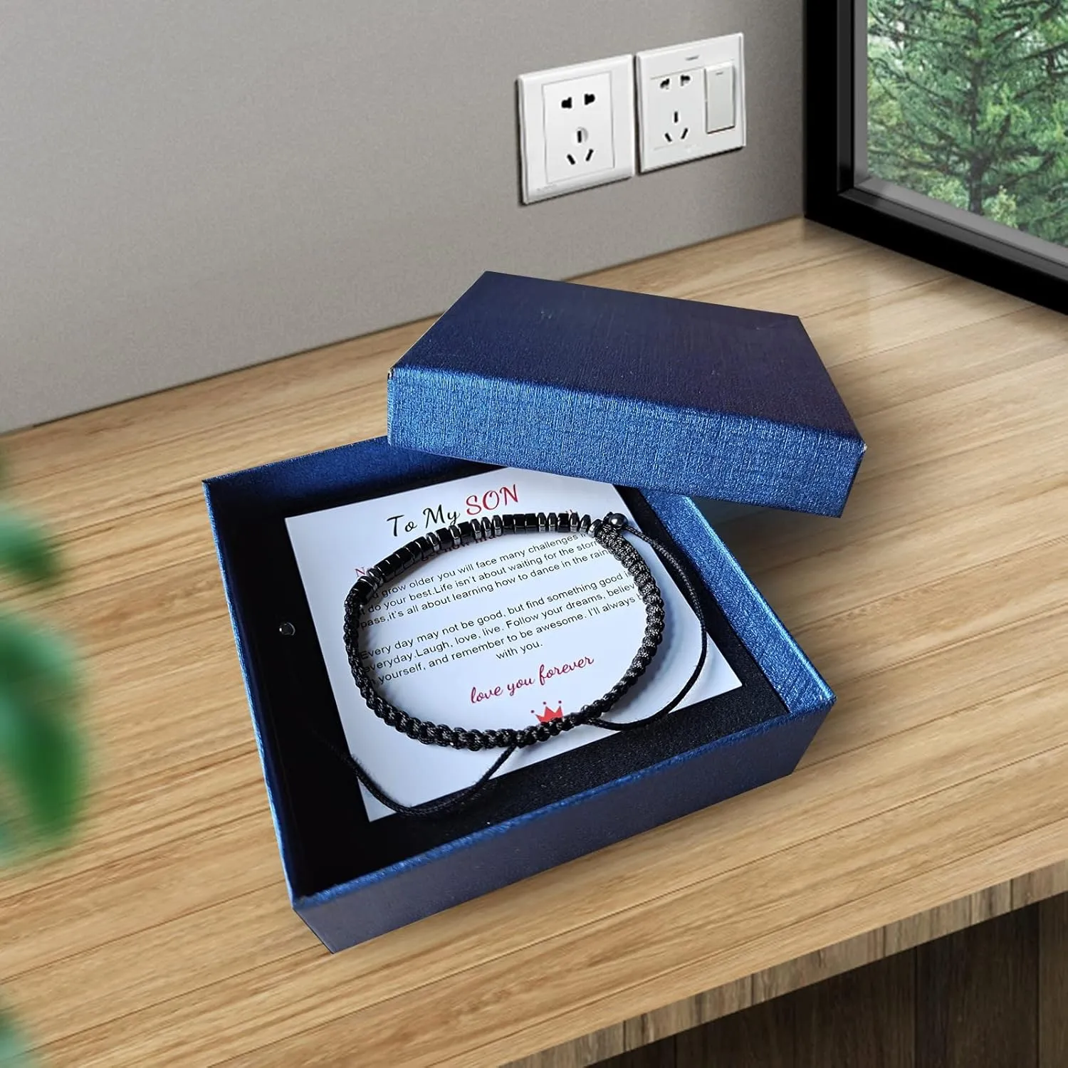 Graduation Gifts for Him To My Son I Love You Morse Code Bracelet, Adjustable Personalized Inspirational Magnetic Bracelets, Birthday, Graduation, Thanksgiving, Christmas Gift