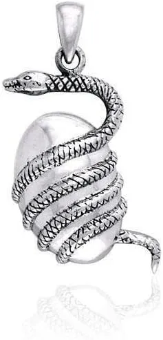 Greek World Egg Snake Orphic 925 Sterling Silver Pendant Fine Amulet Jewelry