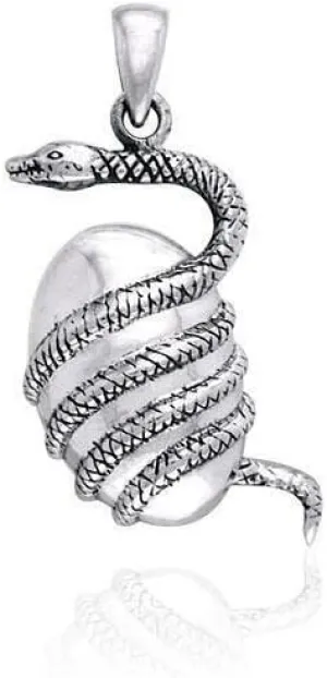 Greek World Egg Snake Orphic 925 Sterling Silver Pendant Fine Amulet Jewelry