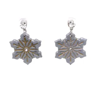 Grey & Gold Dangle Earrings With Holiday Detail Medium
