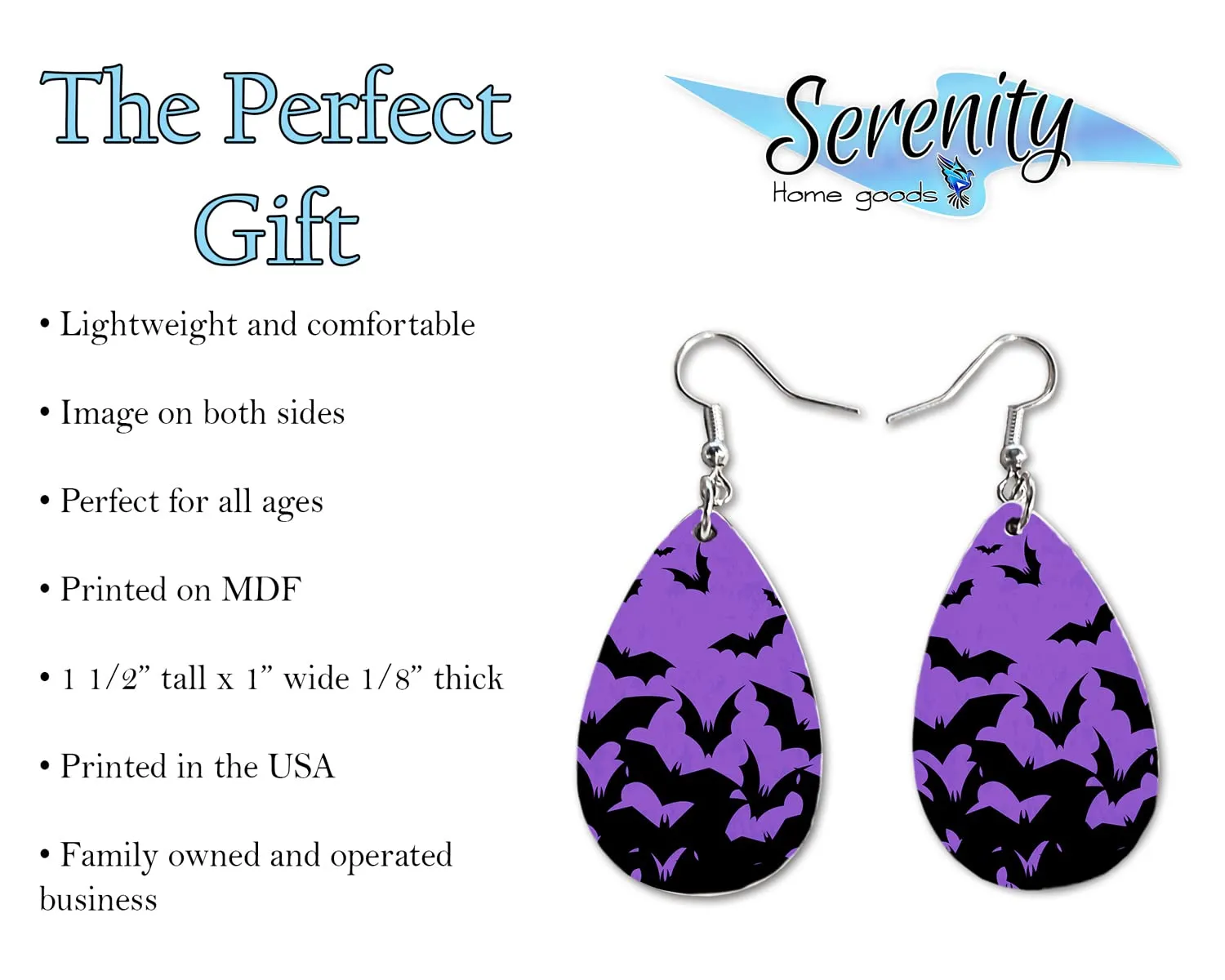 Halloween Fall Dangle Earrings Set | Cute Girls Womens Jewelry Earings | Double Sided Print | Holiday Gifts | Trick Or Treat Pumpkin Bats Accessories