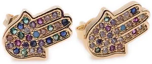 Hamsa Hand Evil Eye Earrings Stud Stainless Steel Gold Plated Fashion Jewelry
