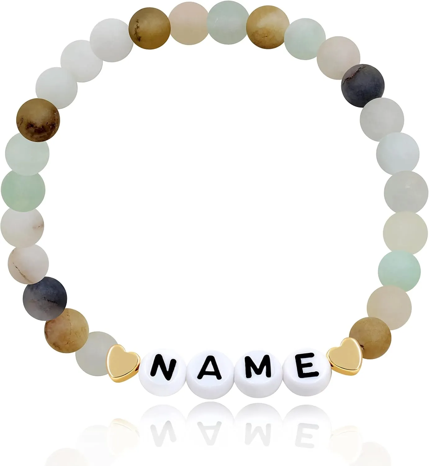 Handmade Amazonite Bracelet Personalized Name Strand Bracelet for Women, Custom Name Letters Numbers Bracelets for Best Friends Mother Birthday Gift