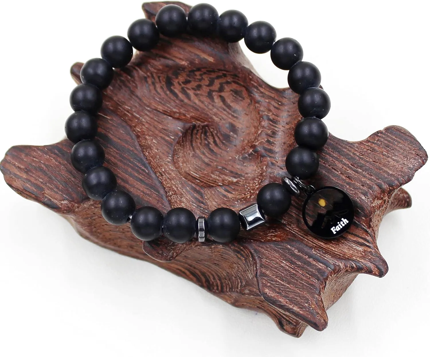 Handmade Natural Stone Faith Mustard Seed Charm Bracelet for Men or Women Christian Religious Inspirational Bracelet Gift Y4107