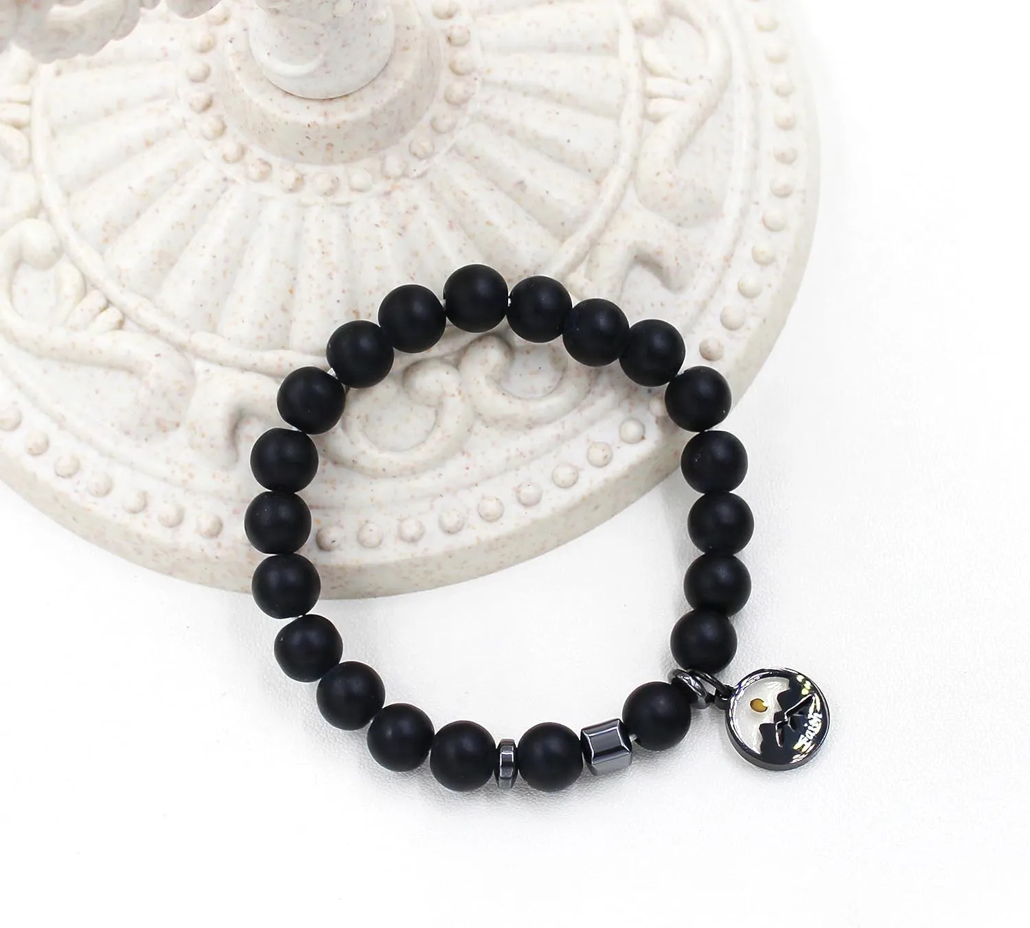 Handmade Natural Stone Faith Mustard Seed Charm Bracelet for Men or Women Christian Religious Inspirational Bracelet Gift Y4107