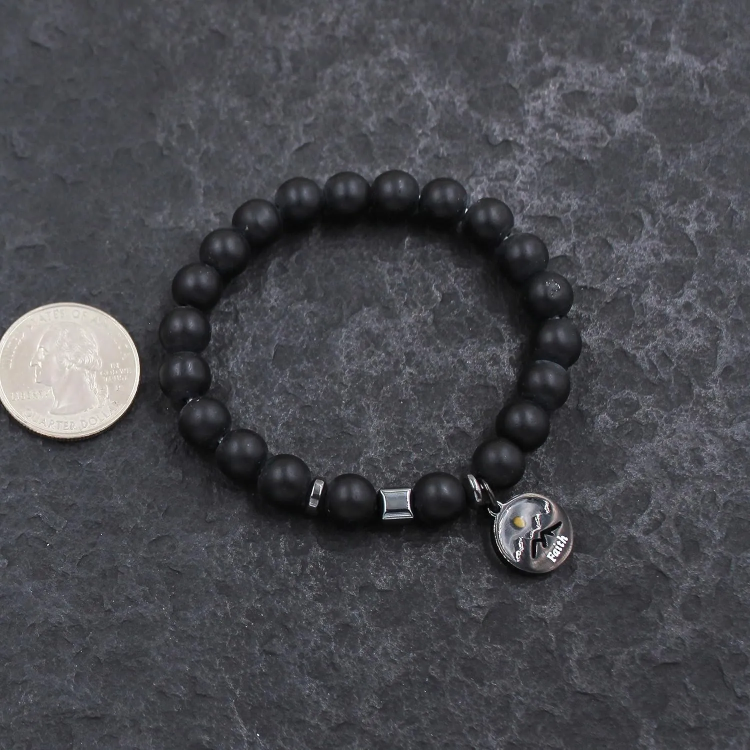 Handmade Natural Stone Faith Mustard Seed Charm Bracelet for Men or Women Christian Religious Inspirational Bracelet Gift Y4107