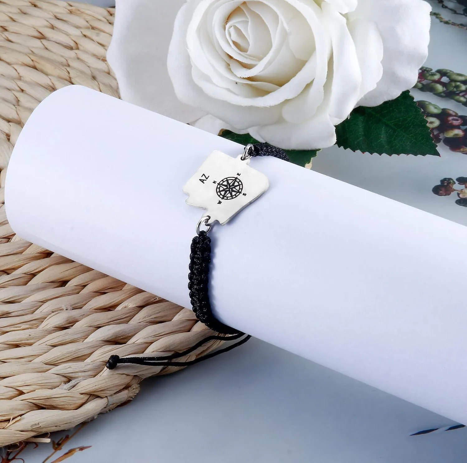 Haoze Fifty State Bracelet Expandable Travel Bracelet Country Map Charm Jewelry Gift Bracelet for Women Men Best Friend Bracelet New Begining Gifts With Jewelry Box