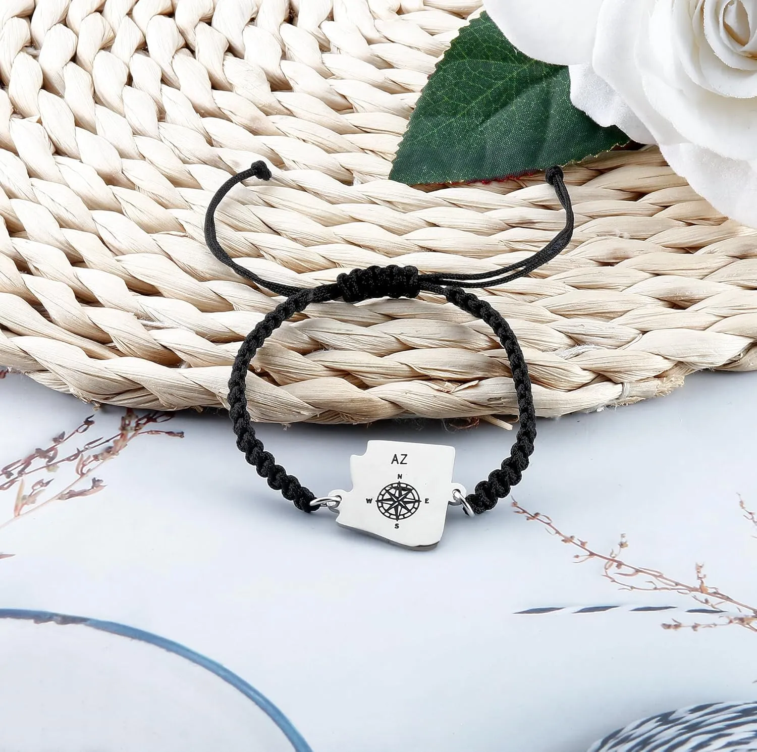 Haoze Fifty State Bracelet Expandable Travel Bracelet Country Map Charm Jewelry Gift Bracelet for Women Men Best Friend Bracelet New Begining Gifts With Jewelry Box