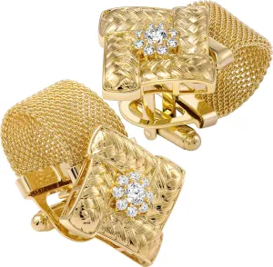 HAWSON Cufflinks for Men with Chain in Gift Box - Shiny Gold Tone Shirt Suit Jewelry or Accessories - Party Gifts for Men or Boy