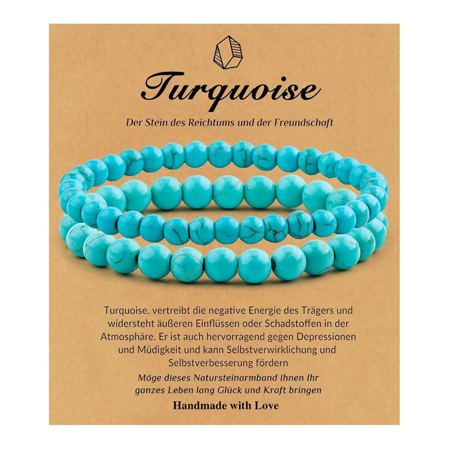Healing Crystal Bracelet for Women Men,8mm and 6mm Natural Stone Beaded Bracelets,Stress Relief Anxiety Yoga Bracelet Brings Lucky Charm Gift (blue)