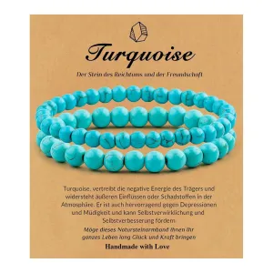 Healing Crystal Bracelet for Women Men,8mm and 6mm Natural Stone Beaded Bracelets,Stress Relief Anxiety Yoga Bracelet Brings Lucky Charm Gift (blue)