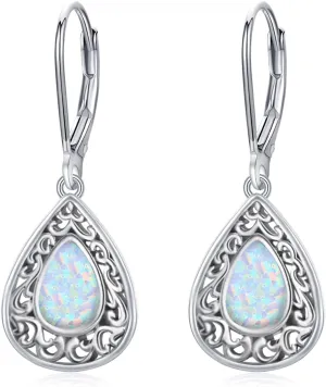 Heart Turquoise Earrings S925 Sterling Silver Vintage Daily Jewelry Gift for Sensitive Ears Women Girls Turquoise Lovers