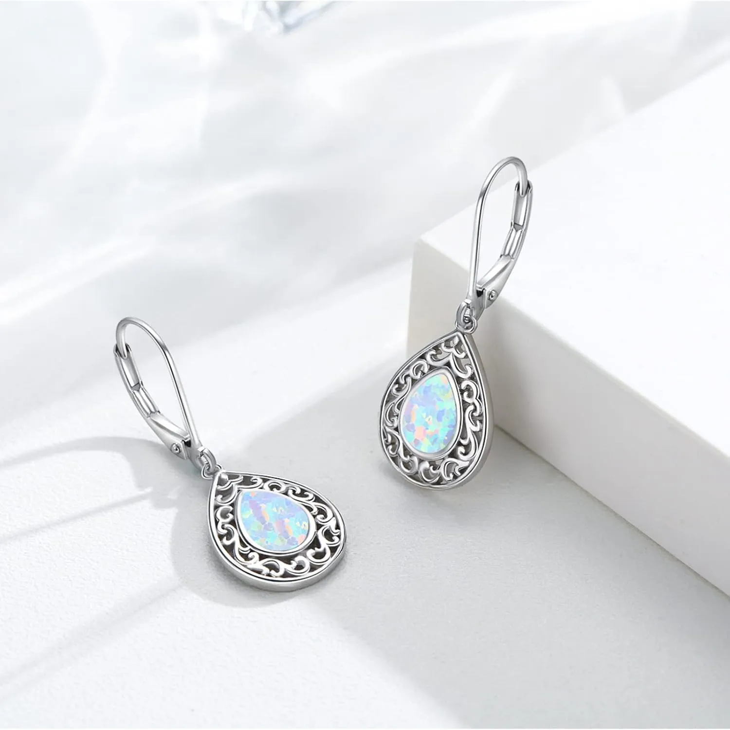 Heart Turquoise Earrings S925 Sterling Silver Vintage Daily Jewelry Gift for Sensitive Ears Women Girls Turquoise Lovers