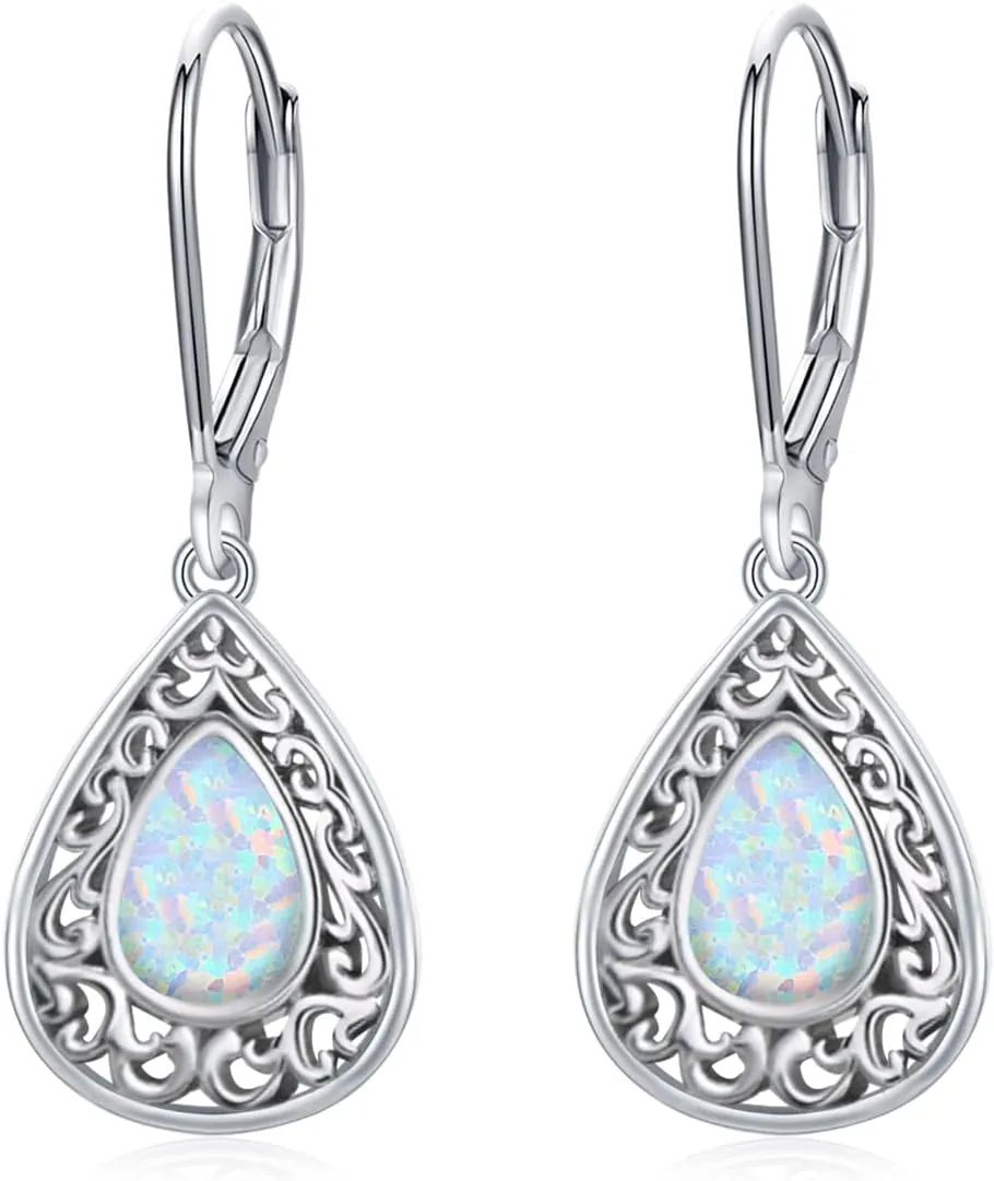 Heart Turquoise Earrings S925 Sterling Silver Vintage Daily Jewelry Gift for Sensitive Ears Women Girls Turquoise Lovers
