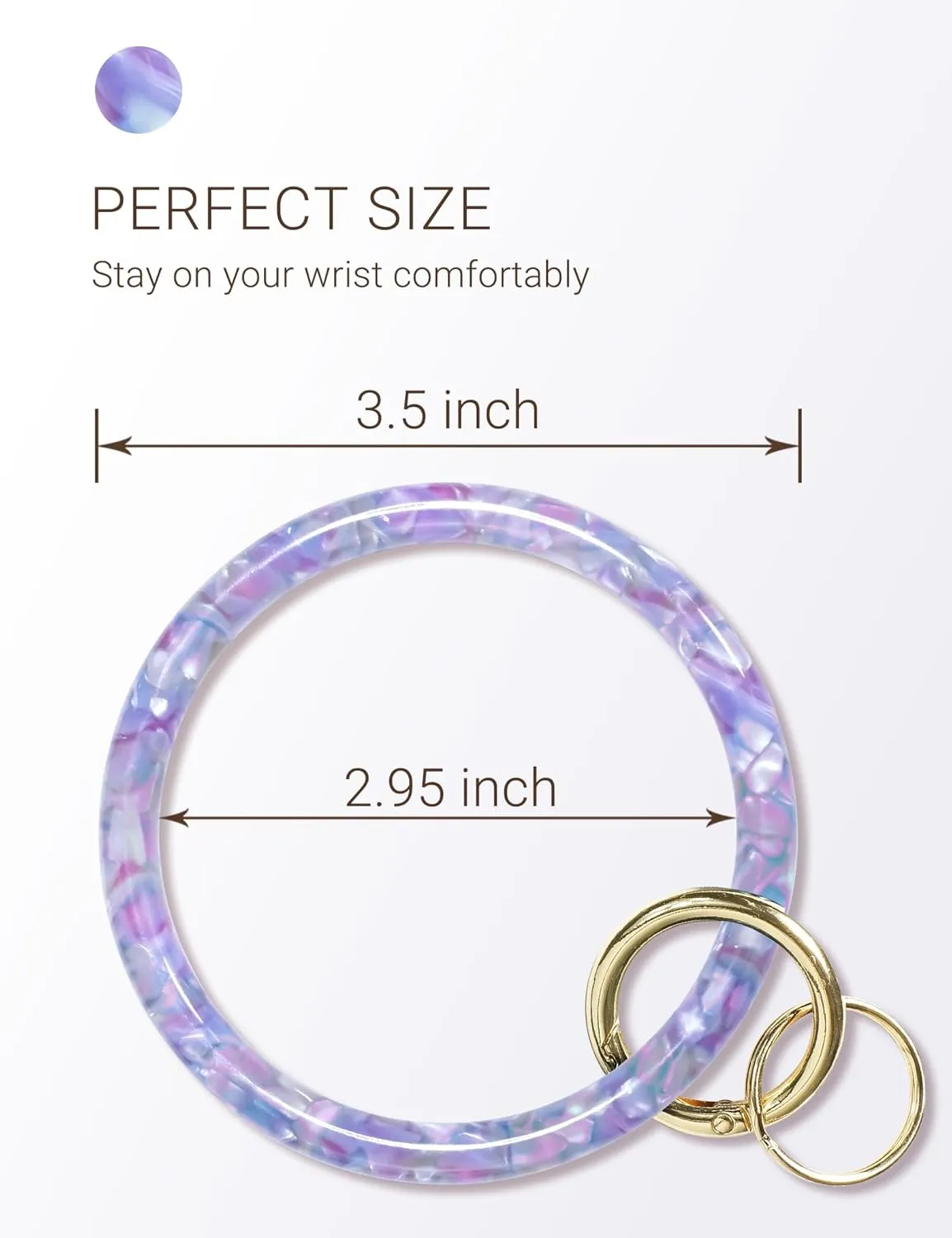 Heesch Bangle Key Ring Bracelet Keychain Key Ring Bracelet for Women, Acetate Circle Keyring for Wrist