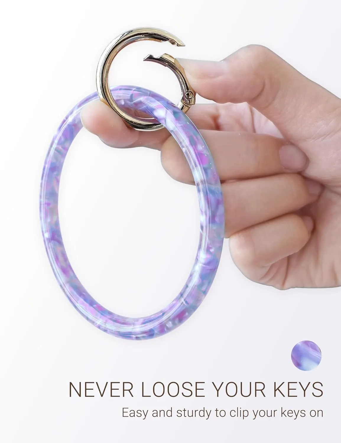 Heesch Bangle Key Ring Bracelet Keychain Key Ring Bracelet for Women, Acetate Circle Keyring for Wrist