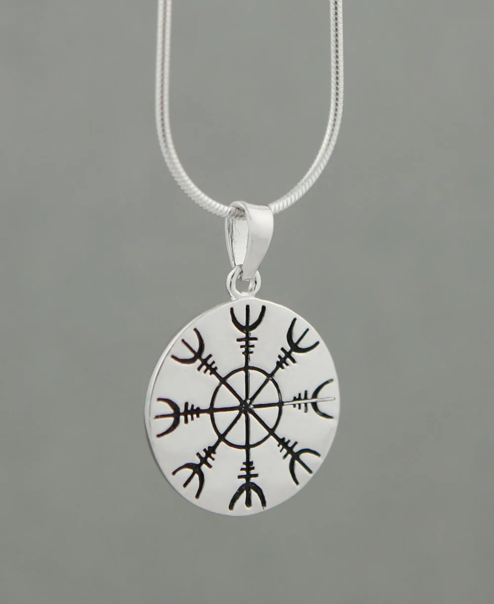 Helm of Awe Viking Rune Pendant, Sterling Silver