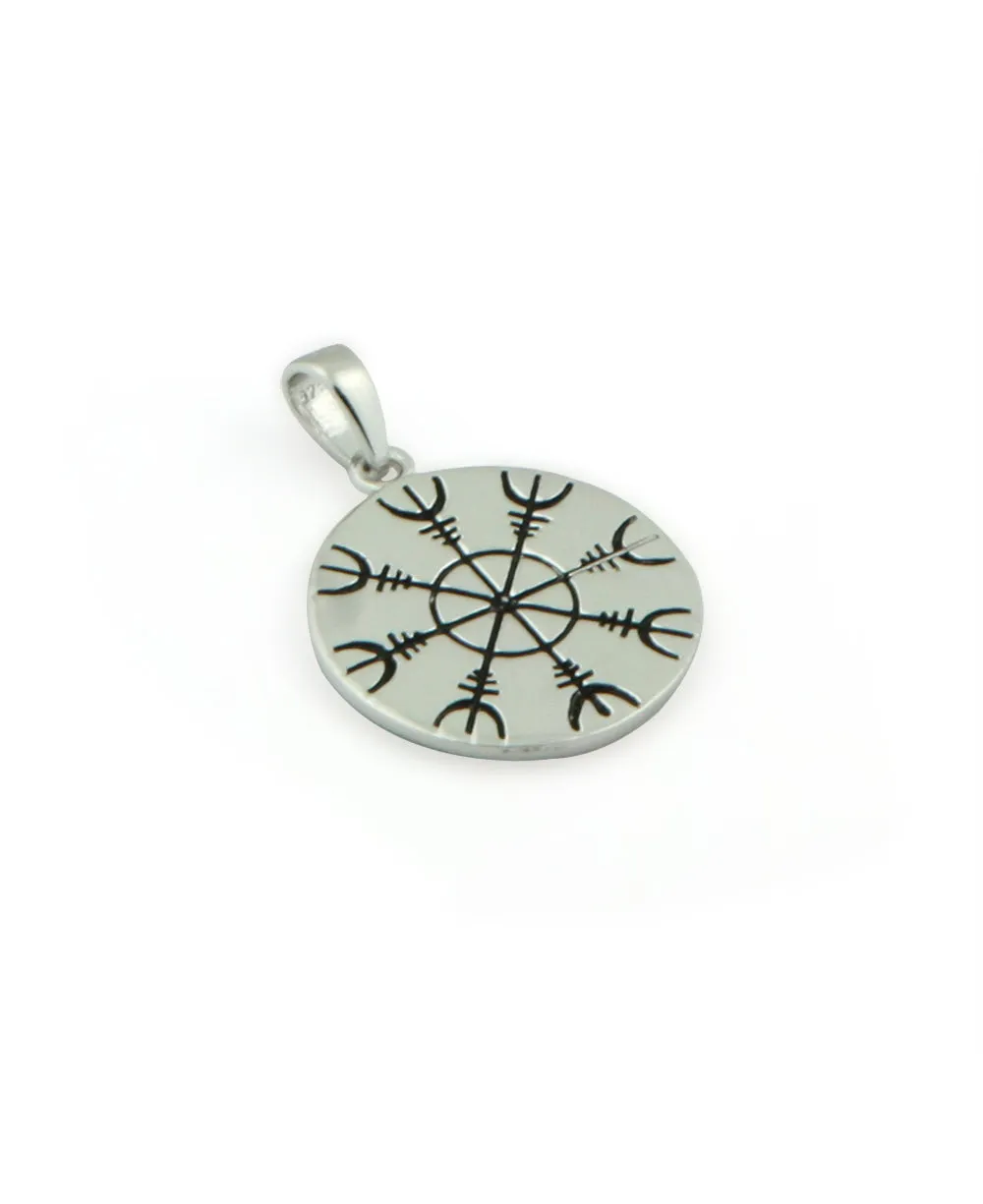 Helm of Awe Viking Rune Pendant, Sterling Silver