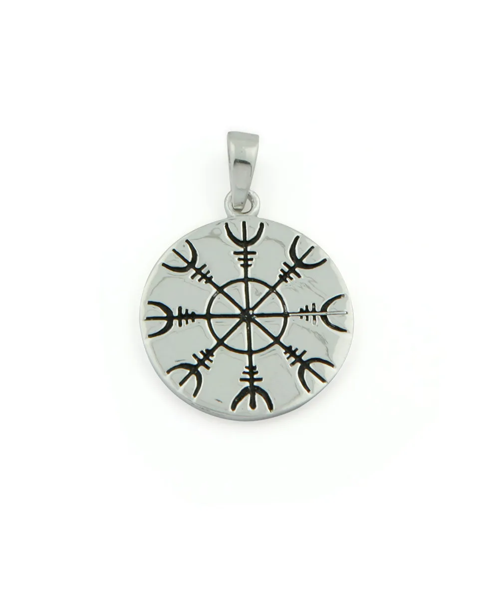 Helm of Awe Viking Rune Pendant, Sterling Silver