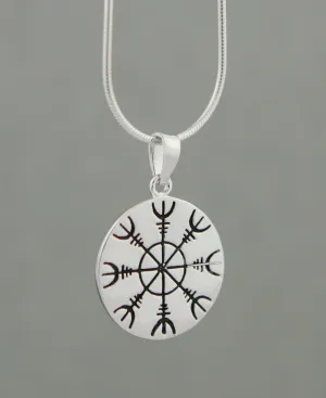 Helm of Awe Viking Rune Pendant, Sterling Silver