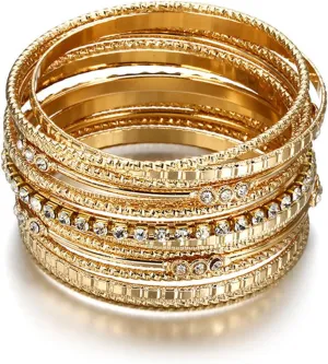 HIIXHC Bangles Bracelets for Women Bracelet Stack Chunky Indian Multi Bangle Bracelet Set Punk Bracelets Jewelry for Women Gift