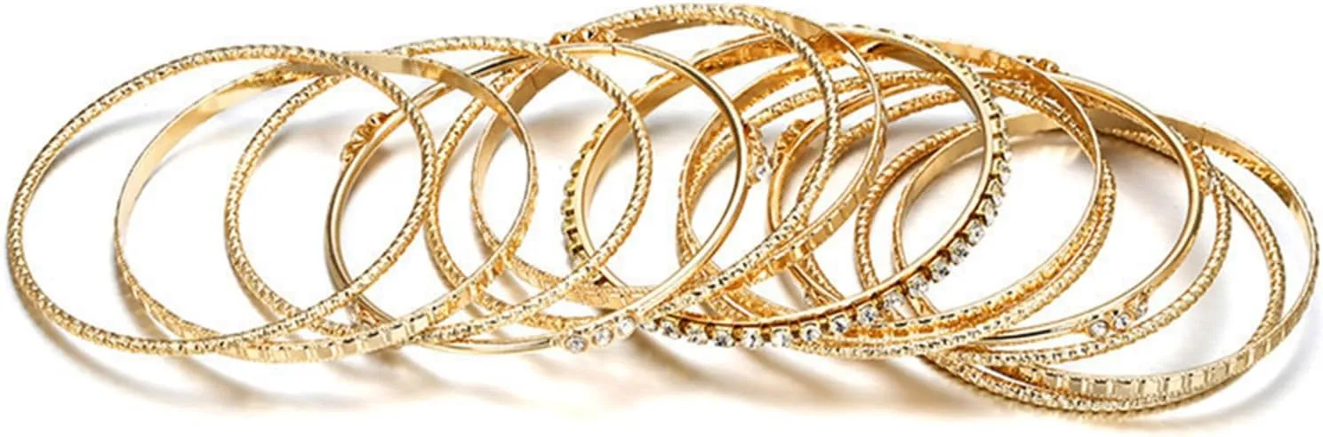HIIXHC Bangles Bracelets for Women Bracelet Stack Chunky Indian Multi Bangle Bracelet Set Punk Bracelets Jewelry for Women Gift