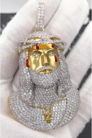 Hip Hop Dripping Jesus Piece Pendant Necklace Gold Color Micro Paved 5A CZ Rock Punk MEN Jewelry (gold)