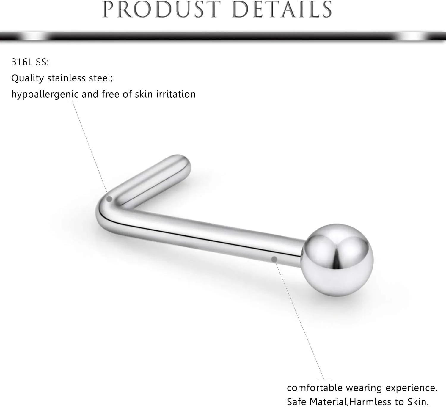 Hoeudjo 16Pcs Nose Rings 18G Nose Studs Surgical Steel 1.5MM Clear Crystal Nostril Ring Body Piercing Jewelry for Women Men