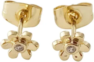 HONEYCAT Blossom Flower Crystal Tiny Studs in Gold, Rose Gold, or Silver | Minimalist, Delicate Jewelry