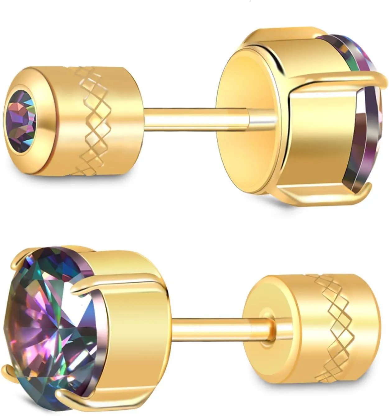 Hopply Hypoallergenic G23 Pure Titanium Earrings for Women Men,20G Implant Grade Flatback 5A Cubic Zirconia Earrings Studs for Sensitive Ears Jewelry Gift