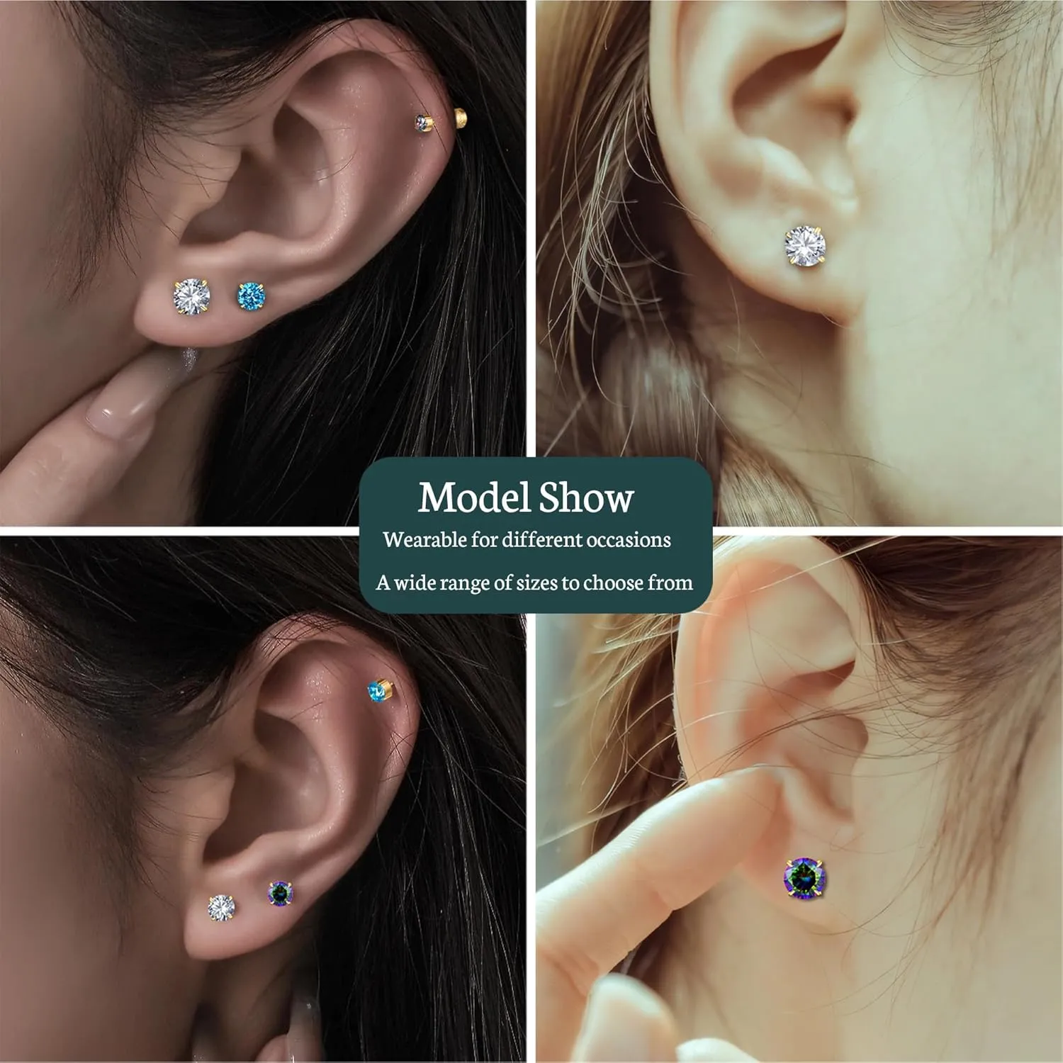 Hopply Hypoallergenic G23 Pure Titanium Earrings for Women Men,20G Implant Grade Flatback 5A Cubic Zirconia Earrings Studs for Sensitive Ears Jewelry Gift