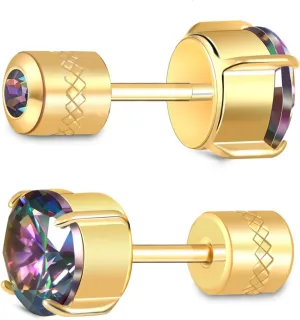 Hopply Hypoallergenic G23 Pure Titanium Earrings for Women Men,20G Implant Grade Flatback 5A Cubic Zirconia Earrings Studs for Sensitive Ears Jewelry Gift