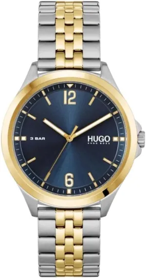 HUGO Men's Quartz Watch with Stainless Steel Strap, Two Tone, 20 (Model: 1530219)