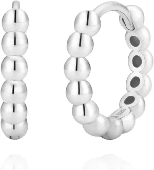 Hypoallergenic 925 Sterling Silver 14K Gold Plated Beaded Hoop Huggie Earrings