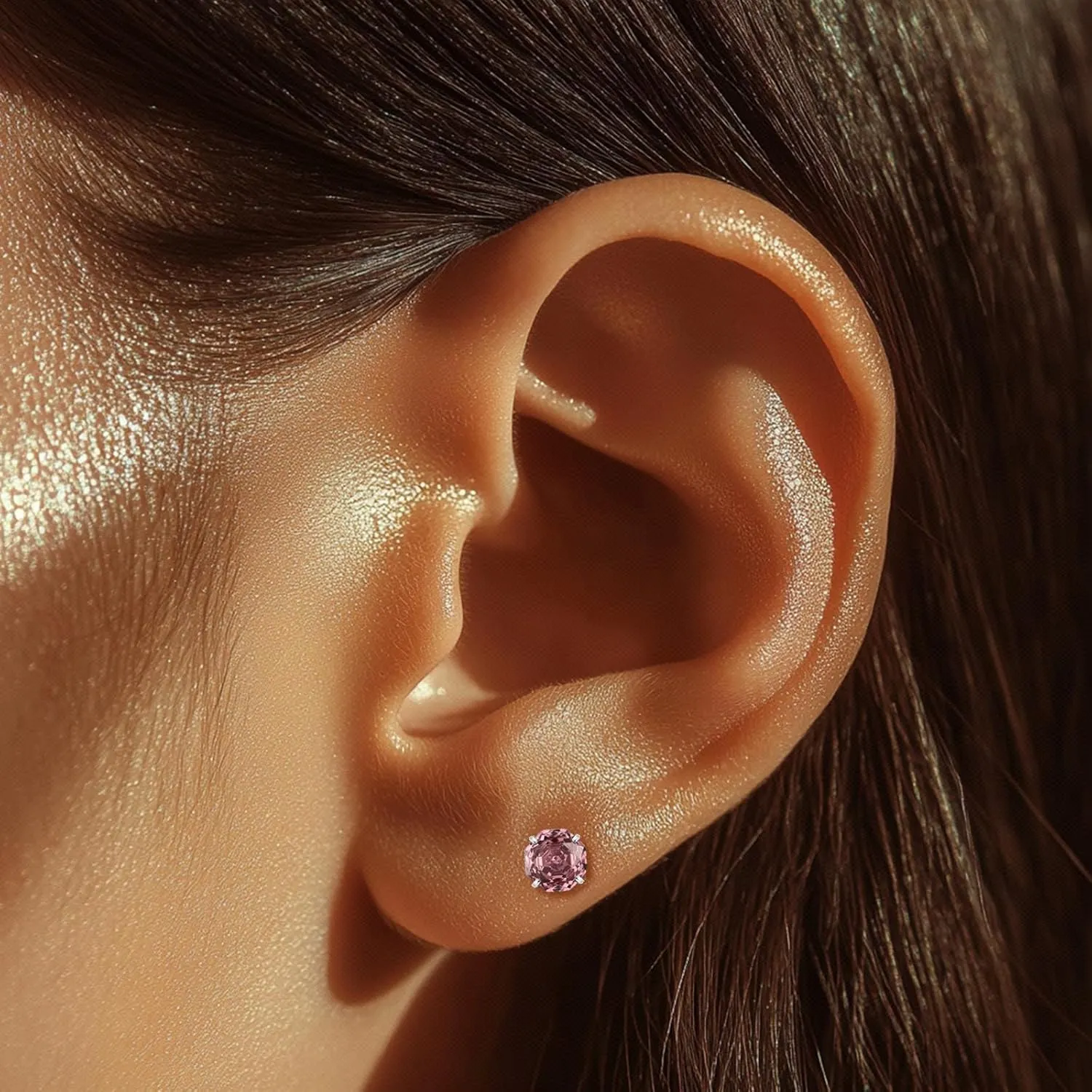 Hypoallergenic Surgical Steel Zircon Flat Back Screw Stud Earrings