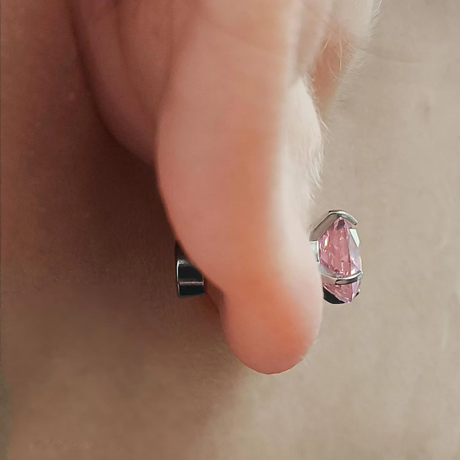 Hypoallergenic Surgical Steel Zircon Flat Back Screw Stud Earrings