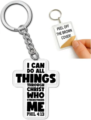I Can Do All Things Through Christ Who Strengthens Me Keychain - Inspirational Christian Acrylic Keychain - Faith-Based Motivational Gifts for Women, Men, Friends & Loved Ones - 2 Inch