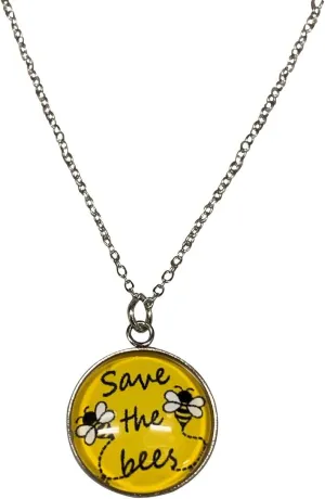 Infinity Collection Save The Bees Necklace, Help Save The Honeybees Awareness Jewelry, Save The Planet Charm Pendent for Women and Girls