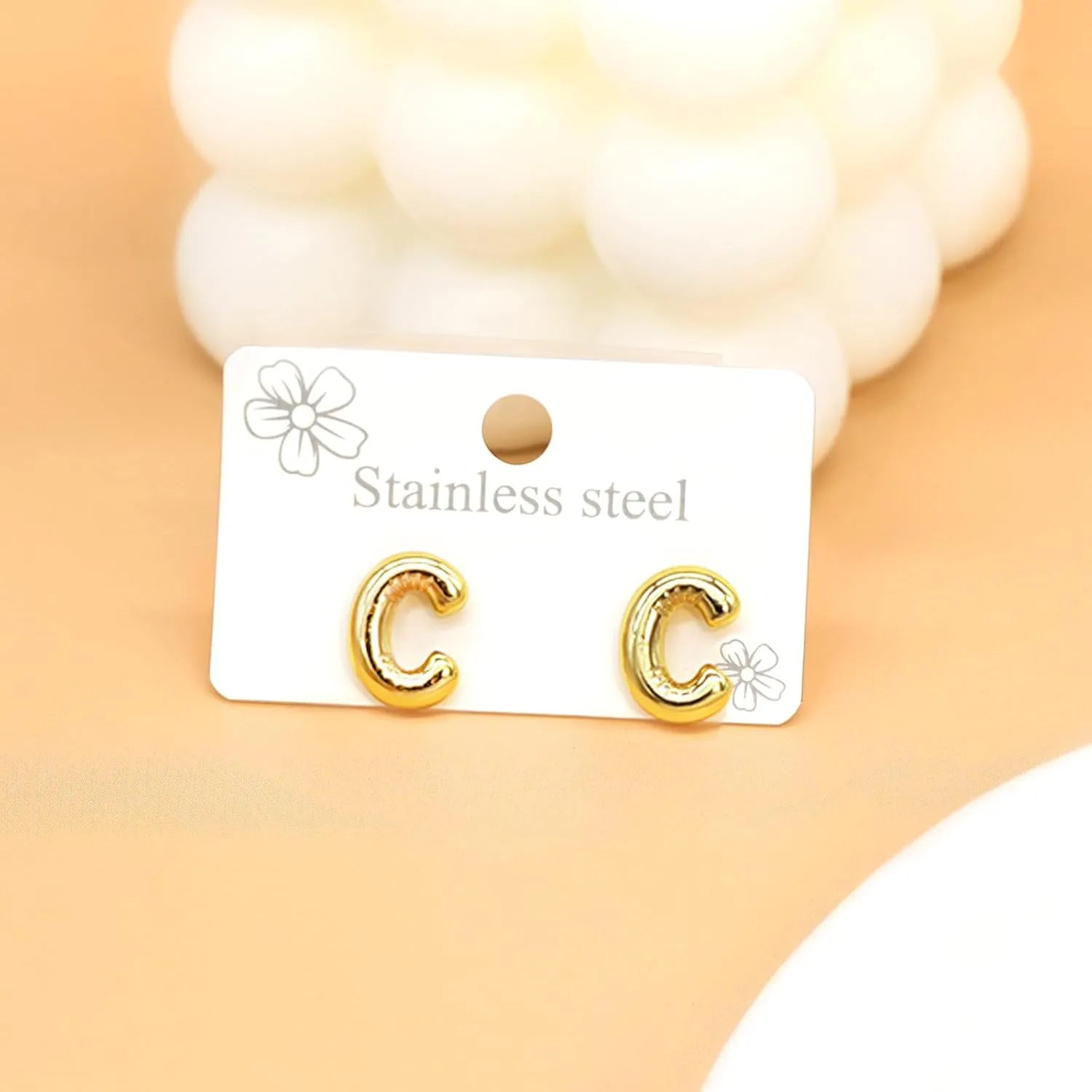 Initial Earrings for Women Gold Plated Letter Earring Small Minimalist Titanium Steel Stud Earrings Birthday Statement Jewelry Gifts